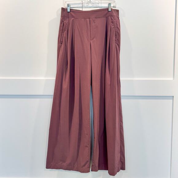 Athleta Brooklyn Heights High Rise Pleated Wide Leg Pant Purple Mauve -Size 12 - Picture 2 of 12